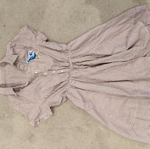 Vintage Embroidered Striped Dress XS
